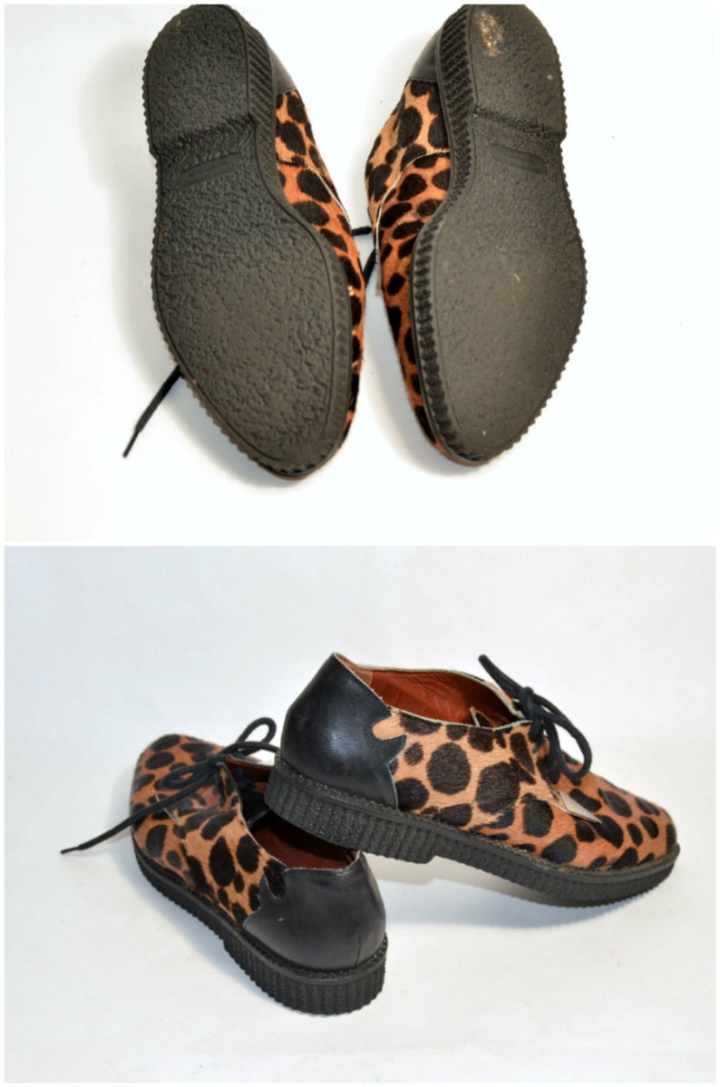 Vintage 80s Leopard Oxfords Creepers Rockabilly Lace Up Shoes/ Etsy