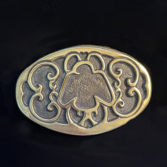 Vintage Solid Brass Belt Buckle Thunderbird, Dime… - image 1