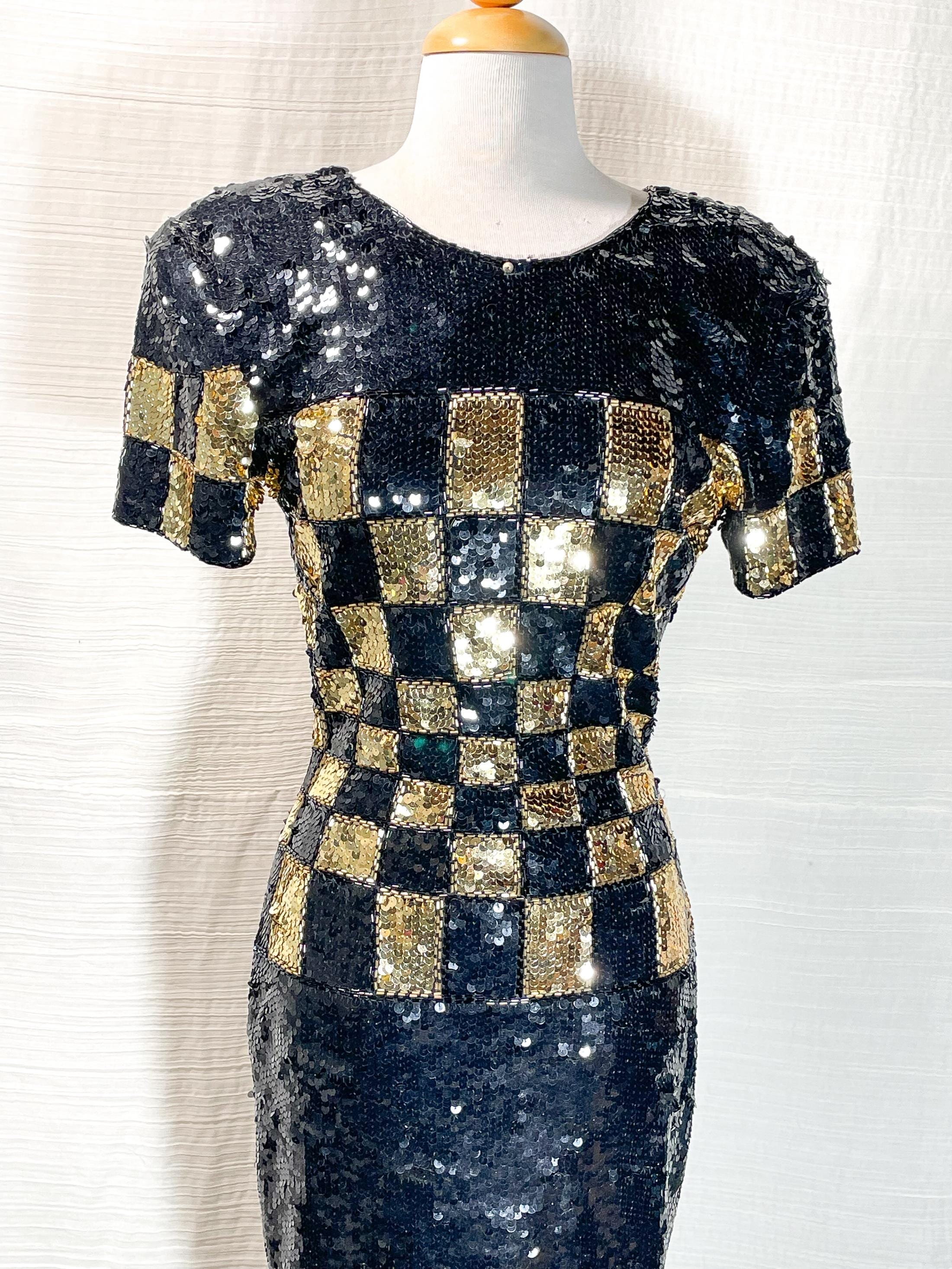 Xs Gold Black Vintage Dress - Etsy