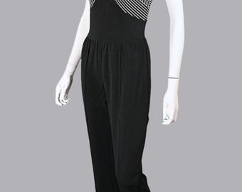 Cache, Vintage 90s Black/White Sleeveless Jumpsuit S