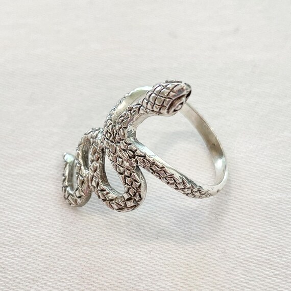 Sterling Silver Coiled Snake Ring, Southwestern E… - image 3