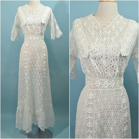 Antique/Vintage Victorian/Edwardian Lace Dress, W… - image 1