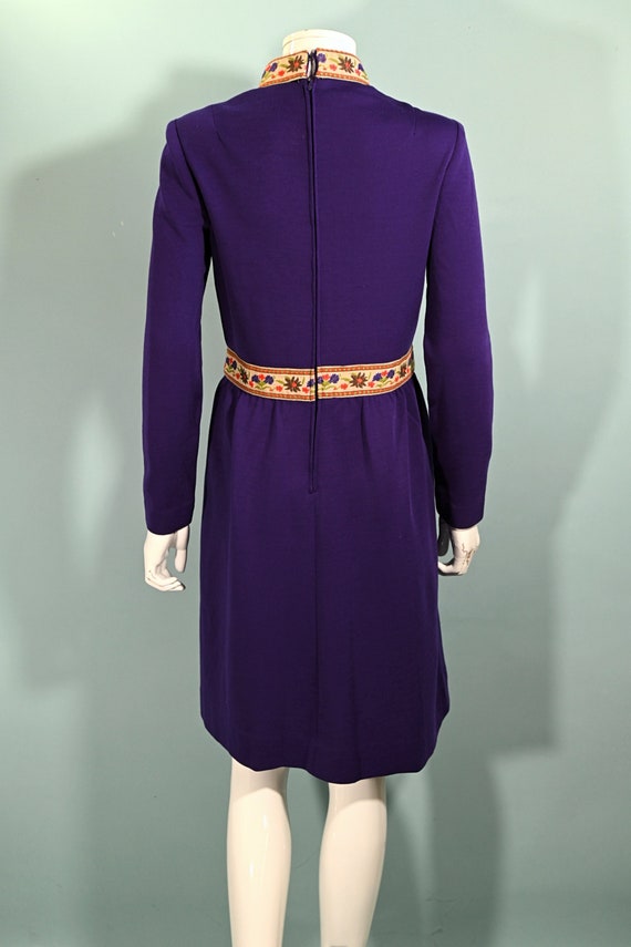 Vintage 60s Deep Purple Hippie Dress, Embroidered… - image 8