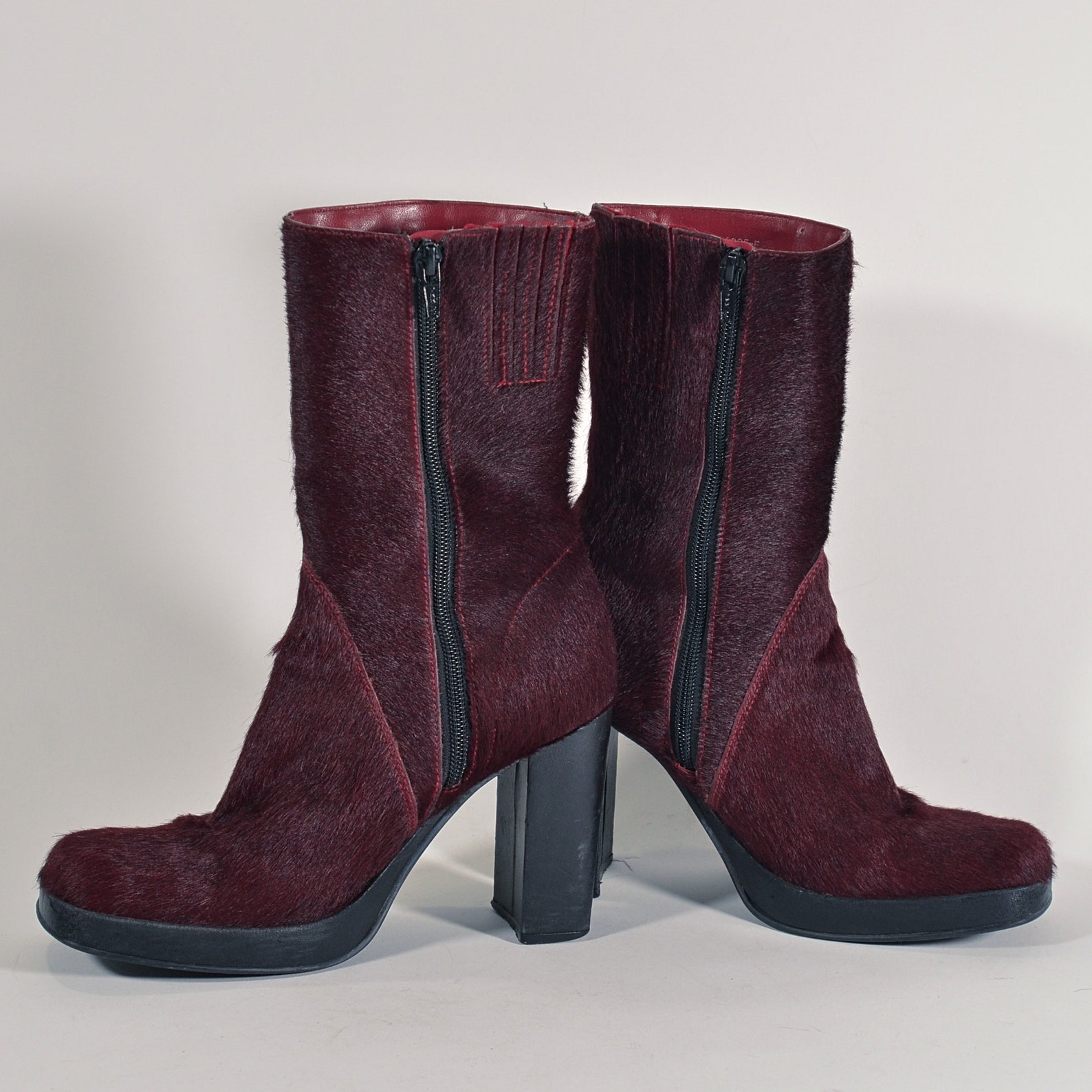 burgundy platform booties