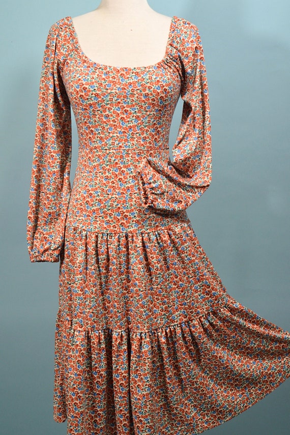 Vintage 60s/70s Floral Print Dress, Cottagecore Fl