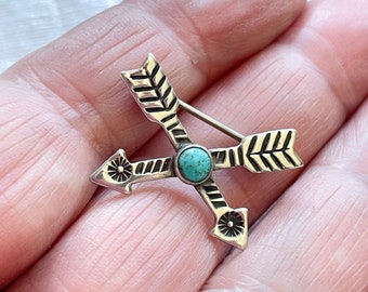 Crossed Arrow Fred Harvey Turquoise Vintage Fred Harvey Era Silver