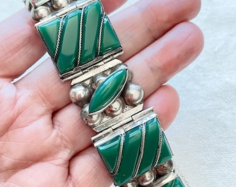ヴィンテージ メキシカン 925 シルバーとグリーンオニキス