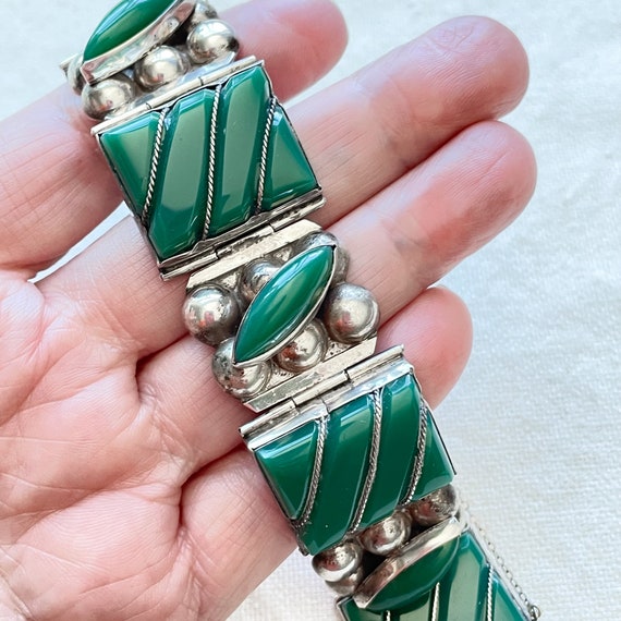 Vintage 1940's Mexico 925 Sterling Silver Hinged Pane… - Gem