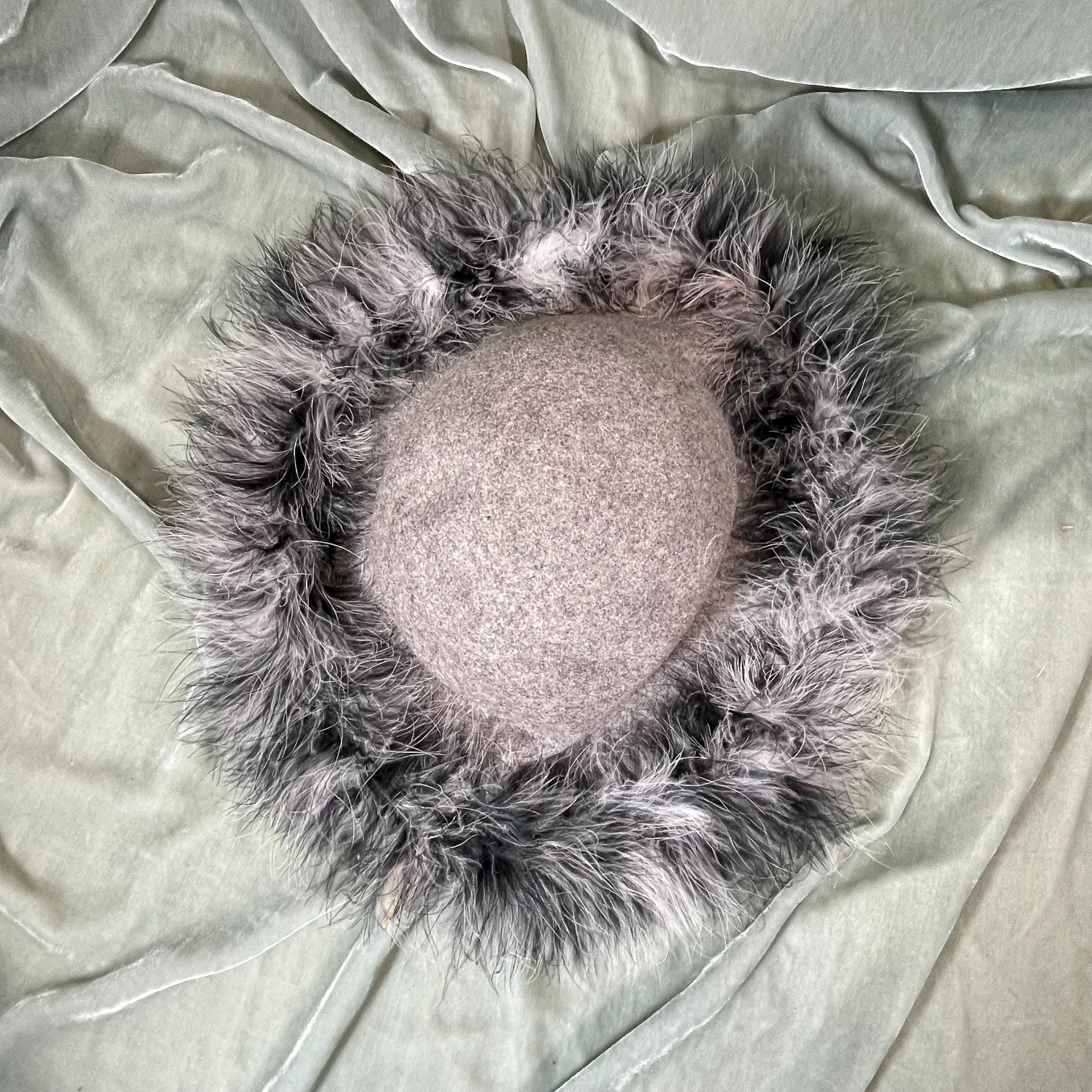 Gorgeous 1960\'s pale gray Ostrich feather hat. Single Plume Feather Hat Pin - Silver – Tall Toad main image 4