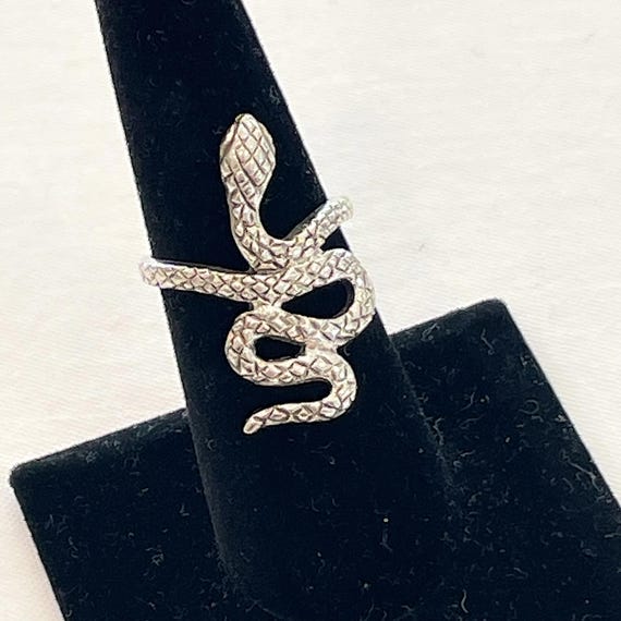 Sterling Silver Coiled Snake Ring, Southwestern E… - image 1