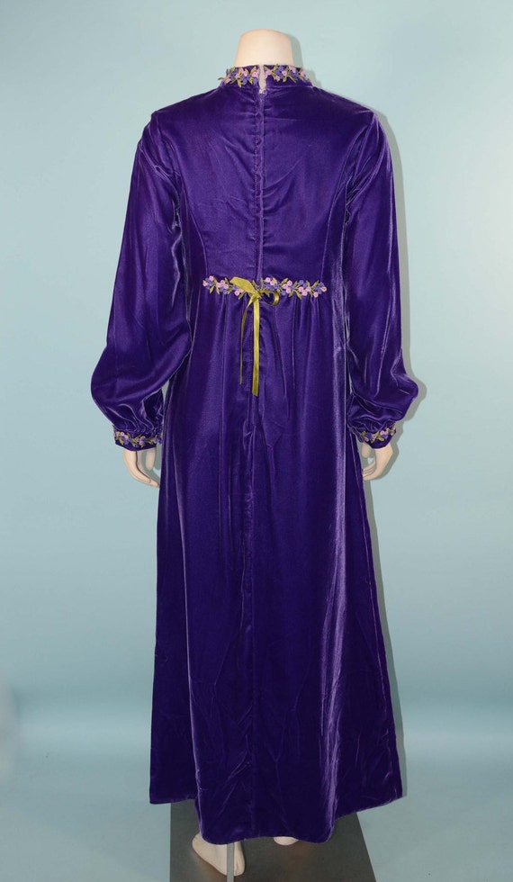 Vintage 60s Mod Purple Velvet Maxi Dress, Hippie … - image 9