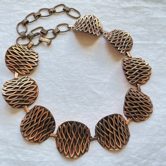 Vintage Copper Disc Chain Belt 60s Modernist Handmade Belt Etsy