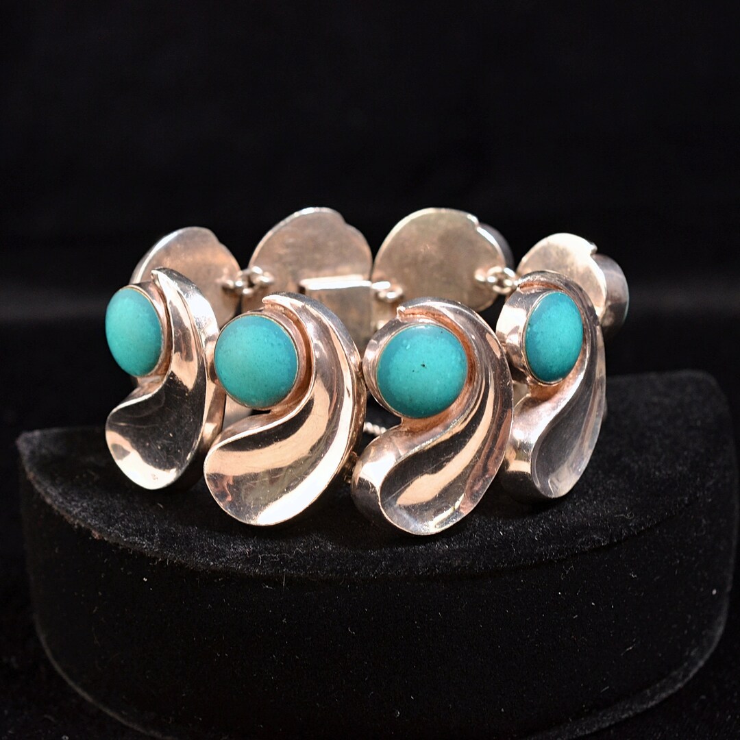Vintage Antonio Pineda/Los Castillo Comma Bracelet, Sterling Silver Taxco 127 Grams