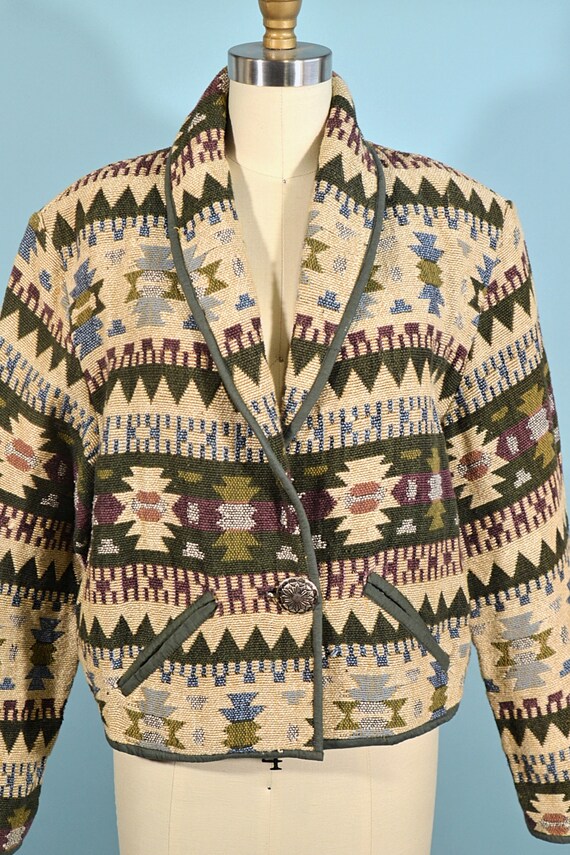 Vintage Cropped Southwestern Jacket, Tapestry Wes… - image 6