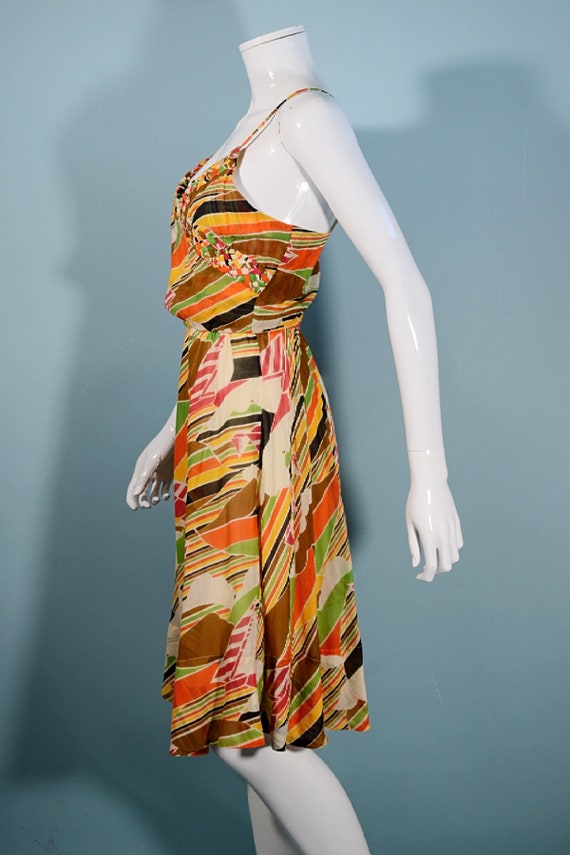 Vintage 70s Spaghetti Strap Summer Dress, Nautica… - image 6