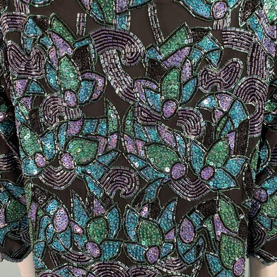 Vintage 70s/80s Heavily Beaded Sequin Top, Deco F… - image 2