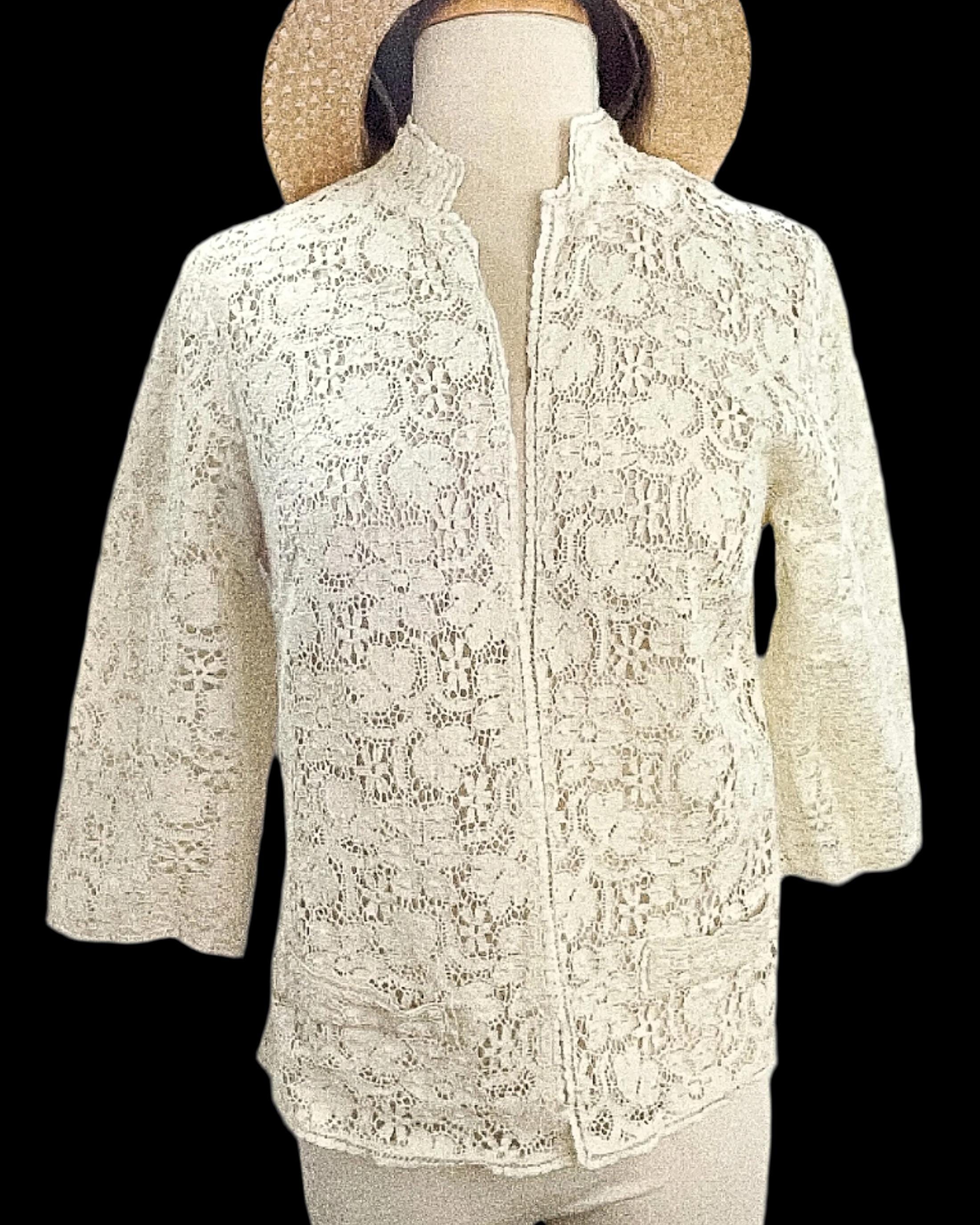 Vintage 60s Lace Top/jacket, Grandmillenial Lace Blouse S - Etsy