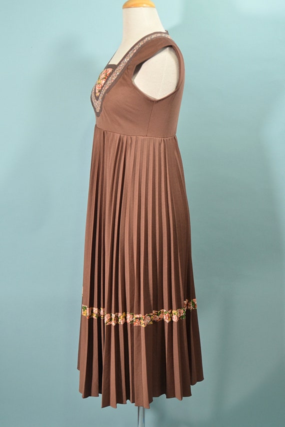 70s Patchwork Empire Waist Dress, OOPS of Califor… - image 8