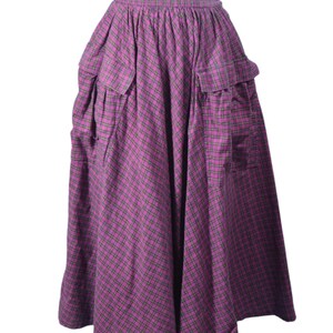 80s Full Skirt with Pockets, Purple Plaid 24" Waist image 4
