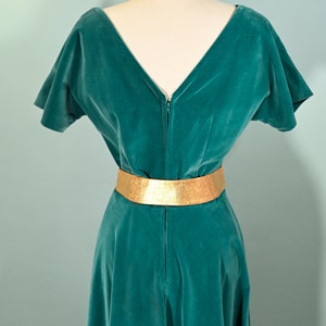 Vintage Teal Velvet Fit & Flare Party Dress, 26 W Size S image 9
