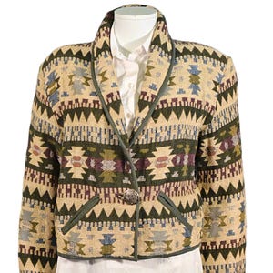 SALE Vintage Cropped Southwestern Jacket, Tapestry Style Boxy Fit