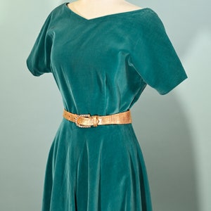 Vintage Teal Velvet Fit & Flare Party Dress, 26 W Size S image 5