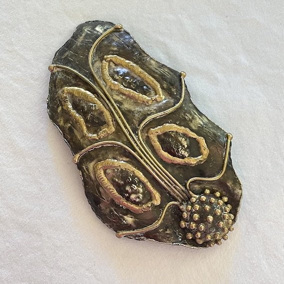 Vintage Large Brutalist Modernist Abstract Belt Buckle, Freeform Amoeba Spores