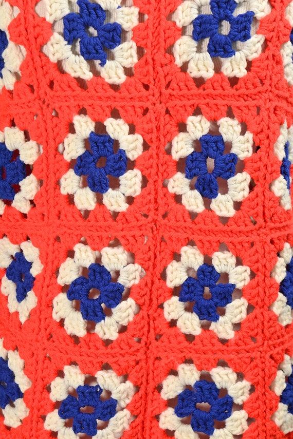 Vintage 70s Granny Square Crochet Top, Americana … - image 8