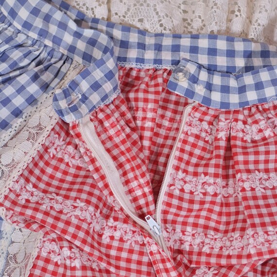 SALE Vintage 60s Patchwork Gingham & Lace Skirt, … - image 8