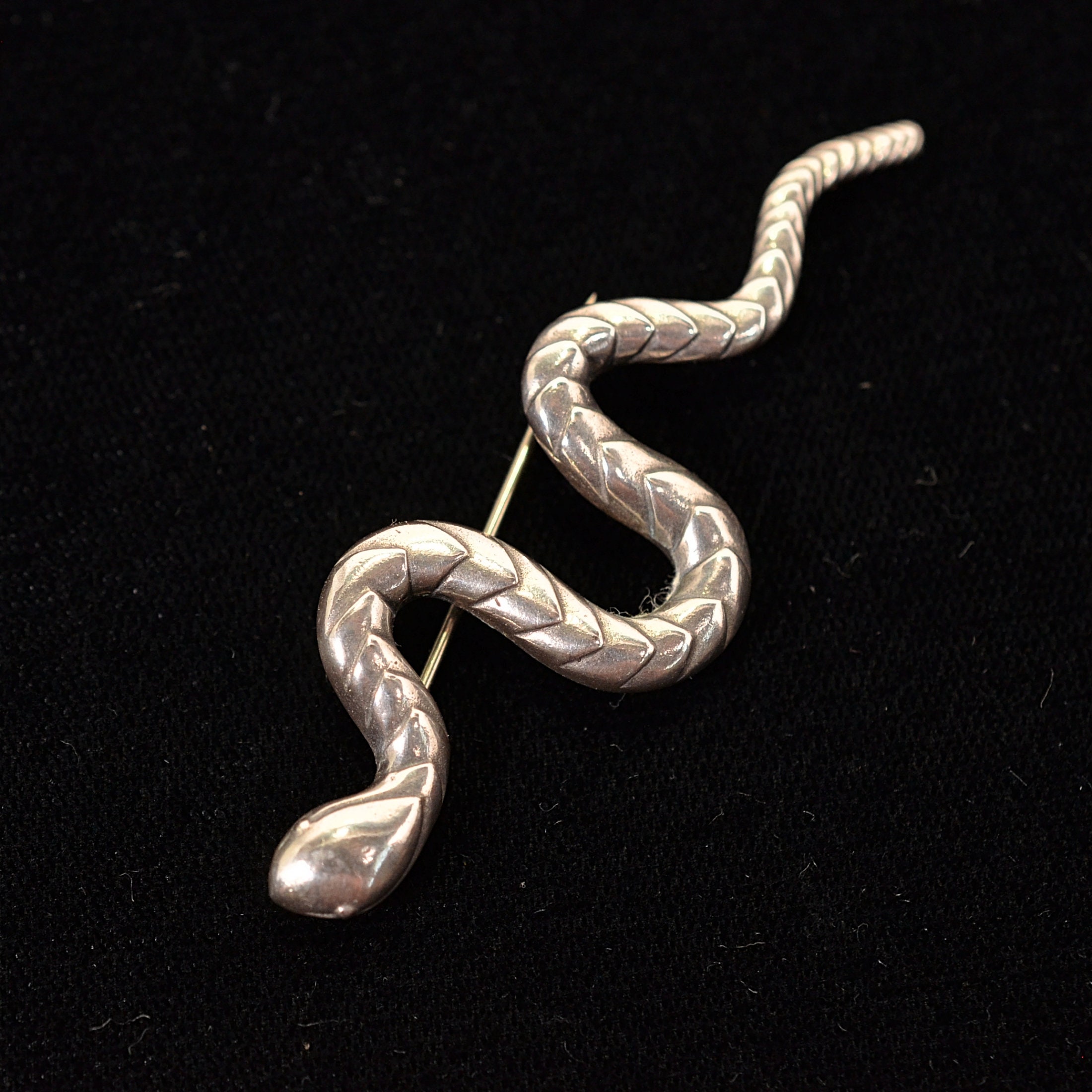 Vintage Sterling Silver Snake Brooch, Southwestern Pin