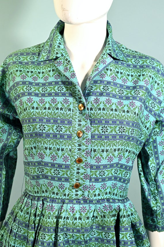 Factor of Boston, Vintage 50s/60s Turquoise Shirt… - image 9