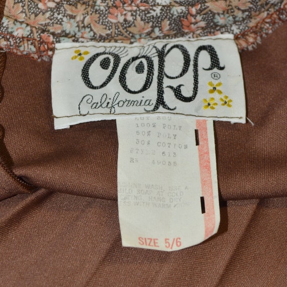 70s Patchwork Empire Waist Dress, OOPS of Califor… - image 10