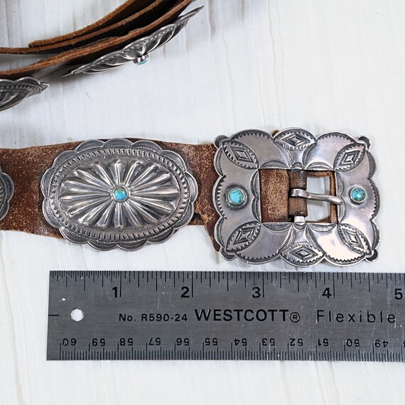 1930s Navajo Concho Belt, Hand Stamped Silver Tur… - image 9