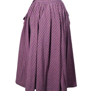 80s Full Skirt with Pockets, Purple Plaid 24" Waist image 5