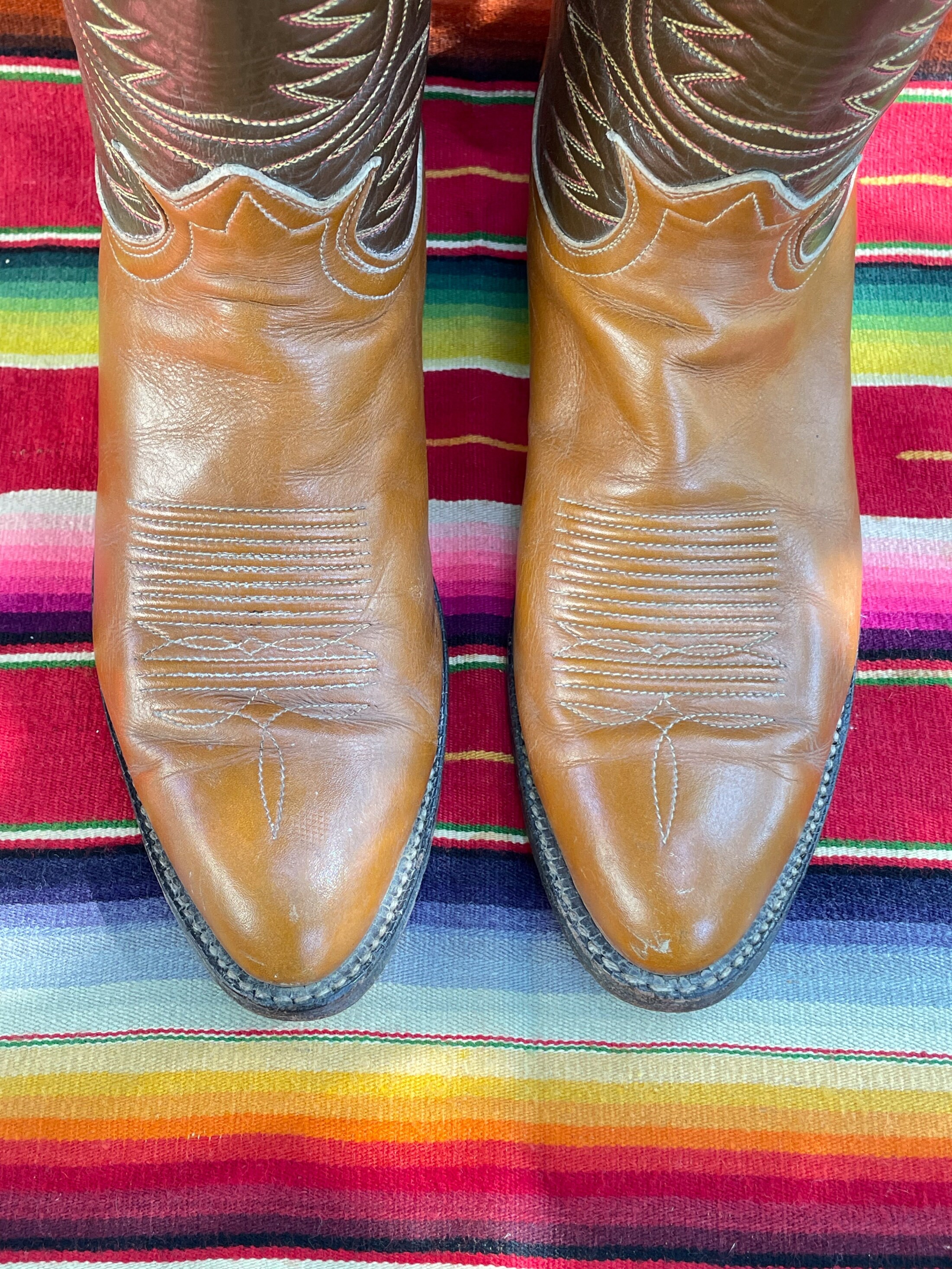 Vintage Hommes Tony Lama Cow-Boy Bottes Marron Taille 10 D
