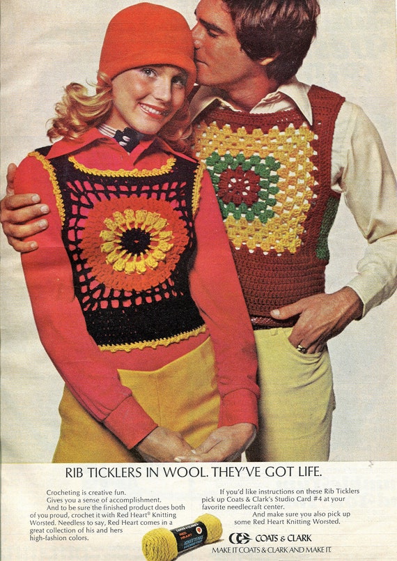 Vintage 70s Granny Square Crochet Top, Americana … - image 10