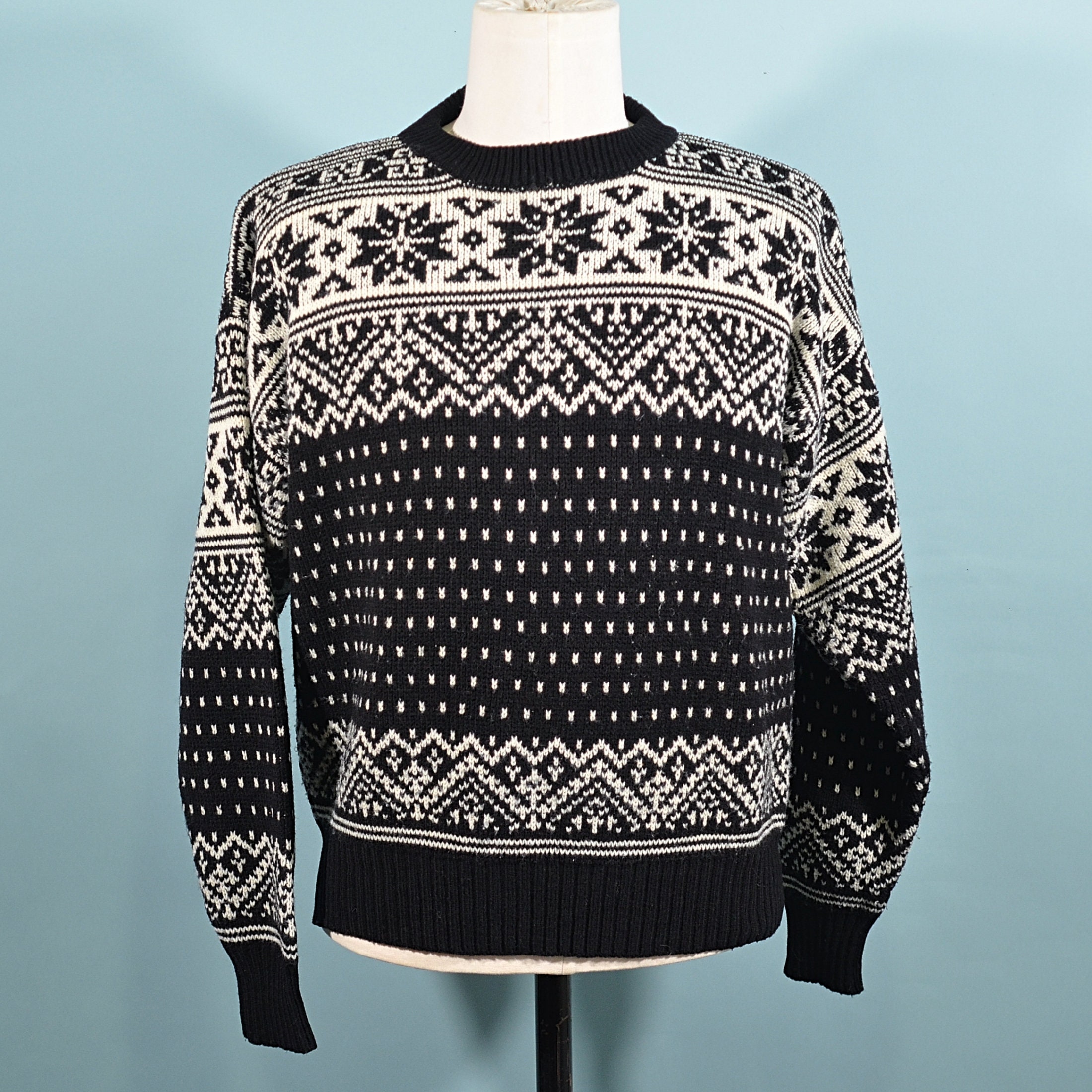 Black Nordic Sweater - Etsy