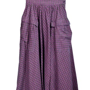80s Full Skirt with Pockets, Purple Plaid 24" Waist image 2