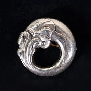 Early Vintage Georg Jensen Sterling Silver Fish Brooch, #10 Denmark  7.5 grams