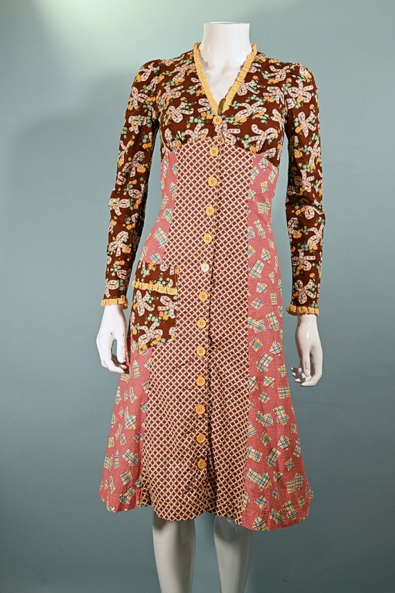 RARE 70s Betsey Johnson Alley Cat Dress, Whimsical Pa… Gem