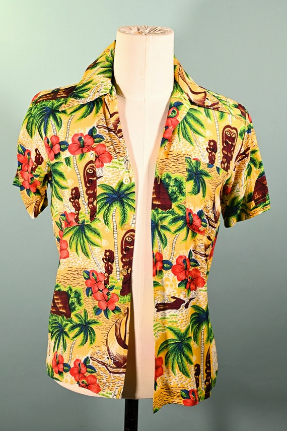 K-Mart Vintage 50s/60s Rayon Hawaiian Shirt, Aloh… - image 7