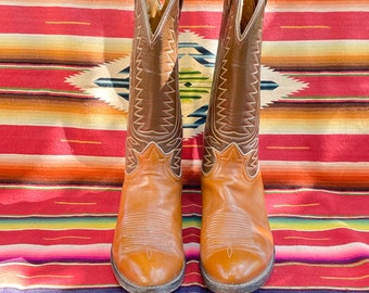 Bottes Cuir Vintage USA Bottes De Cowboy Tony Lama 4310 Taille 10 Ee Large Cuir Marron Et Noir Vintage