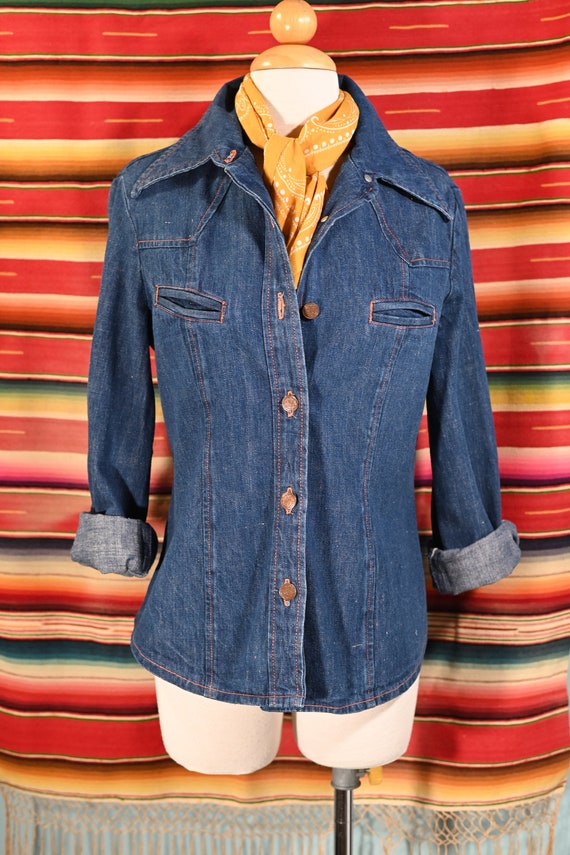 Vintage 60s/70s Womens Denim Shirt by Back Gamin M - image 2