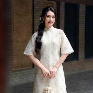 open lace back dress Nh  Ao Dai Dress | Vietnamese Modernized Dress