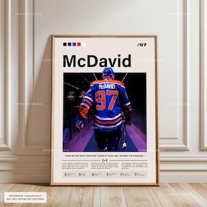 Connor McDavid Poster, McDavid Oilers Print, Framed NHL Hockey Art, Edmonton Oilers Artwork, Hockey Player Wall Art, Ice Hockey Wall Decor