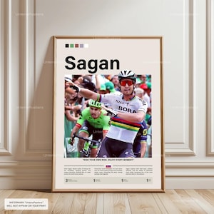 Peter Sagan Poster, Sagan Cycling, Tour de France Print, Cycling Decor, Sports Artwork, Sagan Wall Art
Capture the intensity and charisma of Peter Sagan with this exclusive poster, featuring him in action on the bike. Celebrating his remarkable performances in professional cycling, this artwork highlights his skill, determination, and flair on the road. Printed on premium matte paper, it’s perfect for fans of cycling and sports art collectors alike.