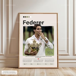 Roger Federer Poster, Grand Slam Legend, Tennis Wall Art, Federer Print, Sports Decor, Federer Gift, Tennis Champion Artwork, Federer Print