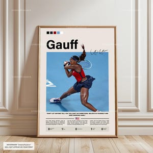 Coco Gauff Poster, Gauff Tennis, Framed Tennis Print, Grand Slam Sports Decor, Tennis Player Artwork, Gauff Tennis Wall Art, Athlete Artwork