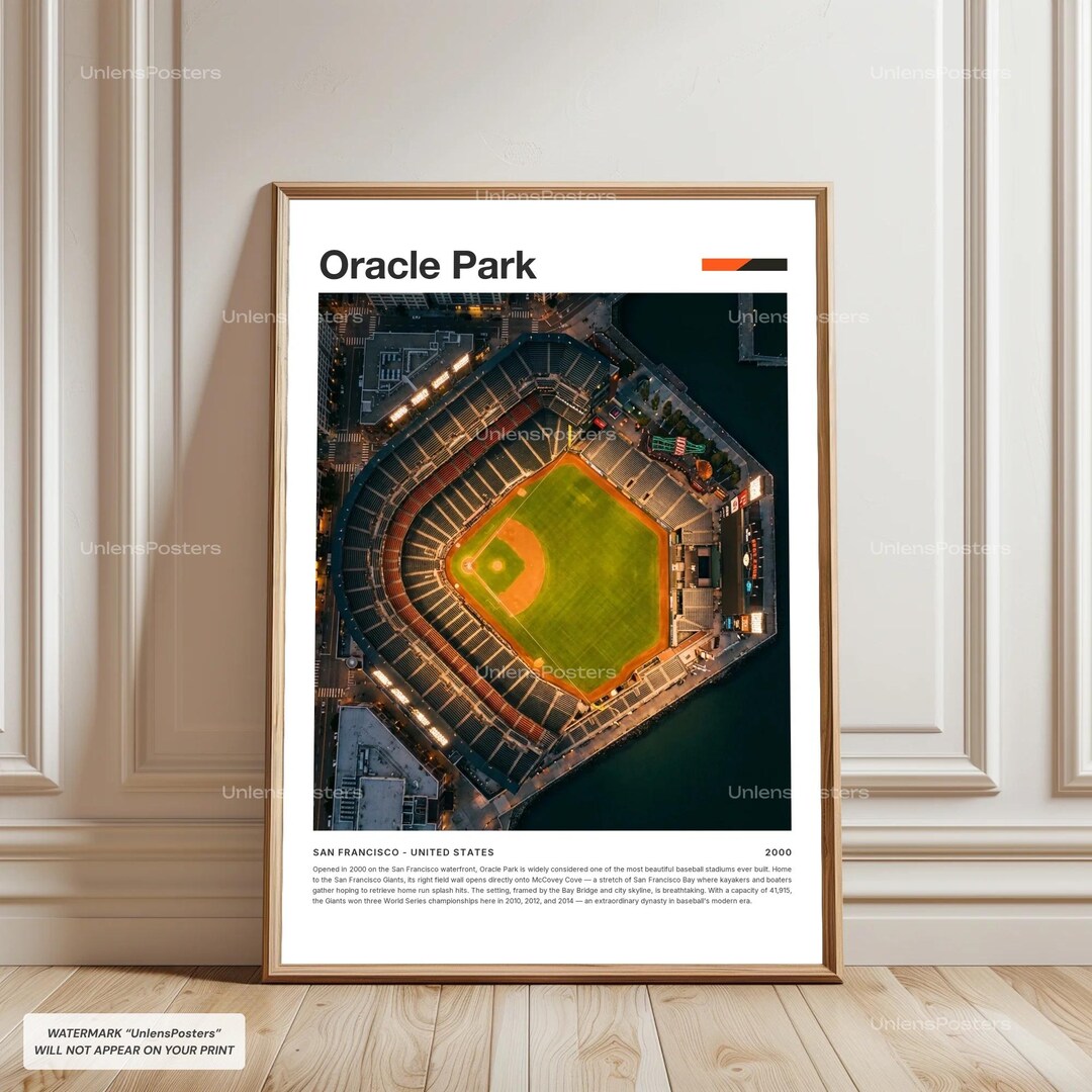 Oracle Park Poster, San Francisco Giants Ballpark Print, MLB Stadium ...