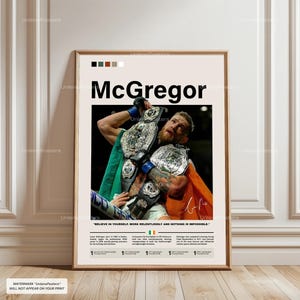 Conor McGregor Poster, McGregor Print Wall Art, Framed Notorius Decor, UFC Legend Poster, UFC Print Gift Idea, McGregor UFC Fan Gift, Sports